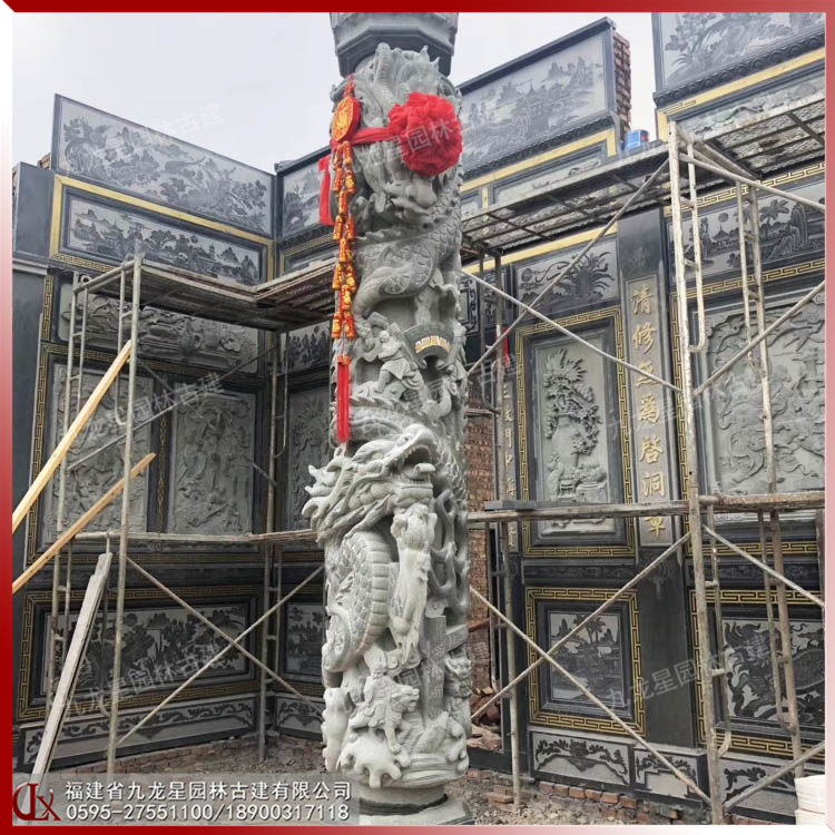 寺廟石龍柱圖片