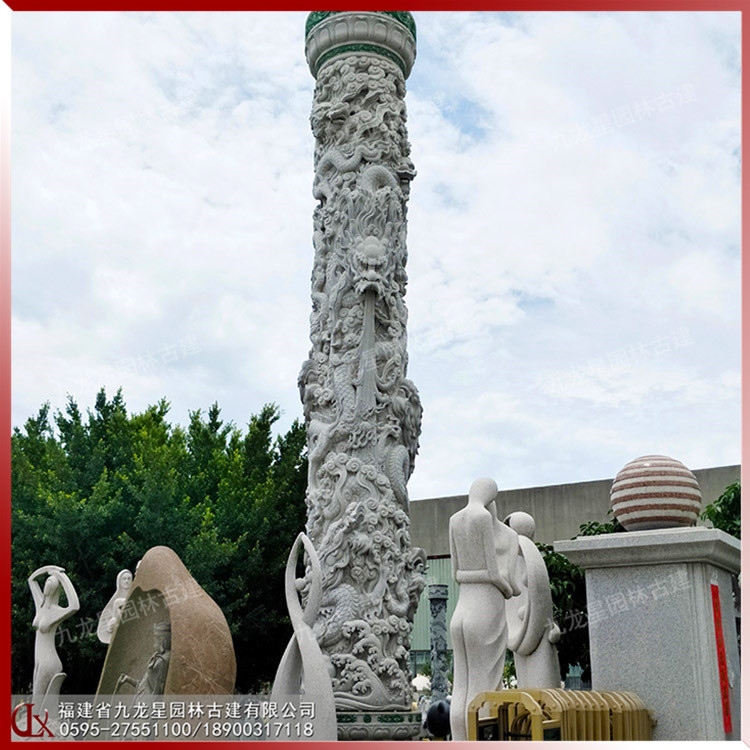 廣場石雕龍柱圖片