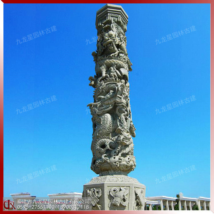 廣場石雕龍柱圖片
